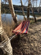 Hamak jednoosobowy ogrodowy turystyczny podróżny lekki z pokrowcem