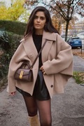 ZARA Płaszcz z nietoperzowymi rękawami kurtka oversize M-L beż camel NOWY
