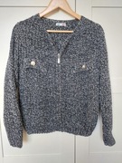 Gruby sweter na zamek szary Italy roz. M. 