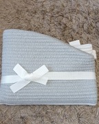 KOSZ BAWEŁNIANY DO PRZECHOWYWANIA BIAŁO SZARY NA ZABAWKI KOCE