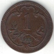 Austria 1 heller 1914 - 17 mm - nr 1