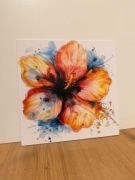 Nowoczesny obraz kwiat hibiskusa 25x25 cm – dekoracja do salonu