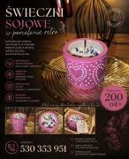 Świeczki z naturalnego wosku sojowego w porcelanie retro 