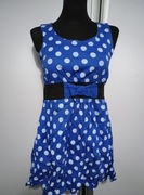 Sukienka niebieska niebieski kropeczki kokardka 36 S