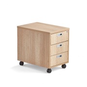 Kontenerek Na Kółkach Modulus, Zamykany, 3 Szuflady, Dąb - ostatnie 13 szt.