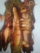 Gobelin makrama rękodzieło Cepelia PRL vintage 