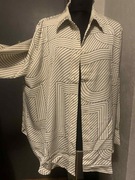 H&M bluzka koszula tunika wzory beż ecru duża oversize