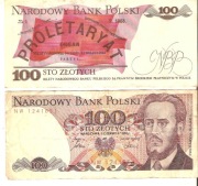 banknot 100 zł PRL Ludwik Waryński 1986 stan używany