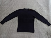 Granatowy wełniany elegancki zapinany sweter SibinLinnebjerg M wełna merino