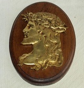 JEZUS CHRYSTUS płaskorzeźba plakieta brąz złocony ECCE HOMO