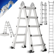 Drabina aluminiowa 3 w 1, 4,8 m, wielofunkcyjna składana