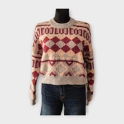 Sweter Flattop M 38 kolorowy wzory geometryczne pudełkowy 