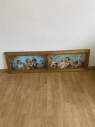 Przedwojenny oleodruk - dyptyk w złoconej ramie 