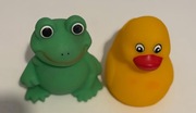 KACZKA + ŻABA ŻABKA  ZABAWKA MASKOTKA GUMOWA DO KĄPIELI BASENU