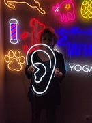 Ucho Neon Ozdoba na Ścianę. Ludzkie Ucho LED Reklama Świetlna