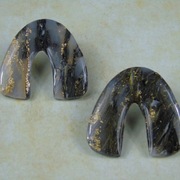 Czarno-złote.Kolczyki sztyfty duże łuki.