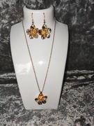 Nowy zestaw komplet biżuterii złote kolczyki złoty łańcuszek na prezent 