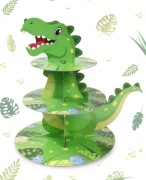 Stojak Na Babeczki Dinozaur Zielony 3 Poziomy Wieża Deserowa Urodziny