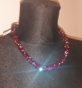 elegancka kryształowa kolia, plecionka, ciemny burgund, Jablonex