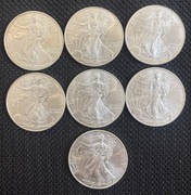 7x Srebrna moneta Amerykański Orzeł 1 uncja 2000