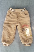 Zimowe ocieplane spodnie sztruksowe chłopięce na misiu. Rozmiar 92