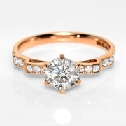 Pierścionek z diamentem 1ct, 18-karatowe różowe złoto, certyfikat IGI