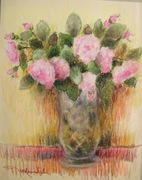 KWIATY RÓŻE WAZONIE pastel 46x34cm