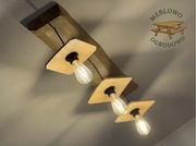 Lampa sufitowa loft z drewna - ręcznie robiona, styl industrialny 