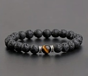 Śliczna męska bransoletka lawa wulkaniczna tygrysie oko