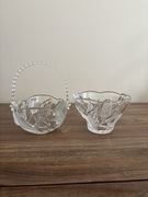 Komplet szklany koszyczek i bombonierka wzór w tulipany