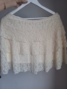 Reserved falbany boho kremowa spódnica mini 