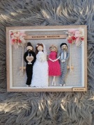 Podziękowanie dla rodziców na ślub pamiątka ramka rodzina z makramy