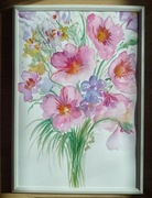 Akwarela z kwiatami - obrazek format A4. 