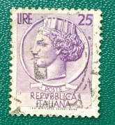 Znaczek pocztowy 25 Lirow 1953r.,, Siracusana,,Włochy.