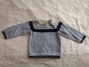 Kolorowy szary elegancki bawełniany sweter w pasy paski H&M 86