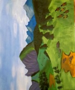 "Równiny Dzikiego Zachodu", ręcznie malowane,akryl na płótnie 50x60, unikat