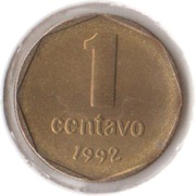 ARGENTYNA 1 centavo 1992 KM# 108, UNC, rant gładki