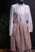 Beżowa pepitka, micro-houndstooth – plisowana midi spódnica