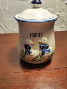 Ceramiczny pojemnik na mąkę z gąskami sielskie wiejskie klimaty Vintage