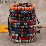 Zestaw 12 bransoletek plecionych - boho / etno - unisex