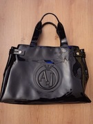 Armani Jeans, torebka damska, torebka czarna lakierowana. Giorgio Armani