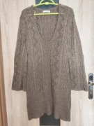 174 Beżowa sukienka tunika dzianinowa że złotą nitką rozmiar 38