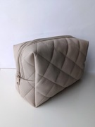 Kosmetyczka duża skórzana pikowana beżowa