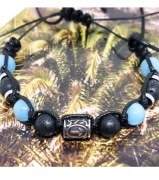 BRANSOLETKA RUNA TEIWAZ STAL 316L LAWA AKWAMARYN 10M NA WYMIAR/ SZER.16