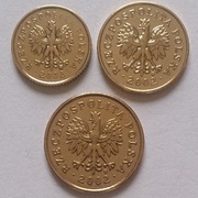 1, 2, 5 groszy 2002 r. - st. 1/-1