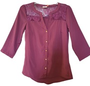 ONLY Bluzka bordowa z rękawem 3/4 Elegancka Rozmiar XS 34