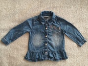 Niebieska elegancka haftowana koszula z falbanką jednorożec F&F 74 jak nowa