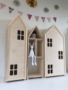 Drewniany zestaw mebli dziecięcych  domków, meble dla małych dzieci 