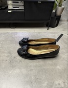 Baleriny damskie czarne skórzane rozmiar 39