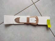 Nowy biały pasek na gumie cyrkonie 